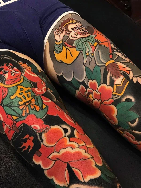 color japanese tatouage sur full leg #35362 | Artiste tatoueur Ian Det