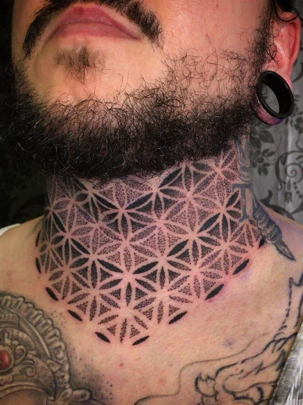 male black geometric tattoo on neck #29248 | Tattoo Artist Deryn Twelve