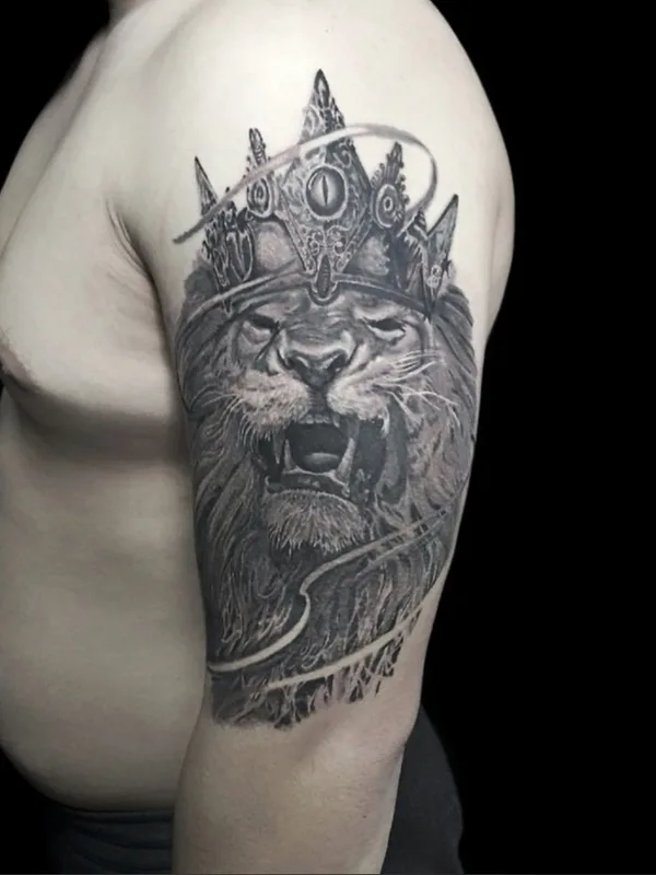 male black and grey realism tatuaje en upper arm #53323 | Tatuador Vic Nikkarinen