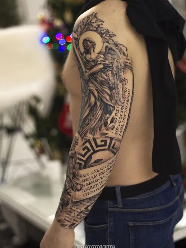 male black and grey realism татуировка на full sleeve #35752 | Тату мастер Artemy Gordian