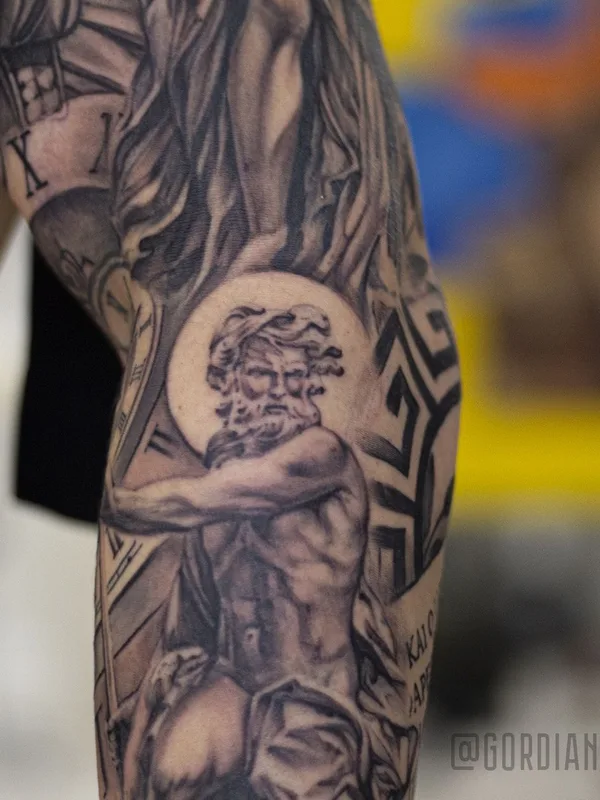 black and grey realism татуировка на full sleeve #35754 | Тату мастер Artemy Gordian