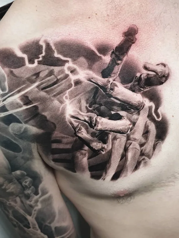 male black and grey realism татуировка на chest #30121 | Тату мастер Nick Noonan
