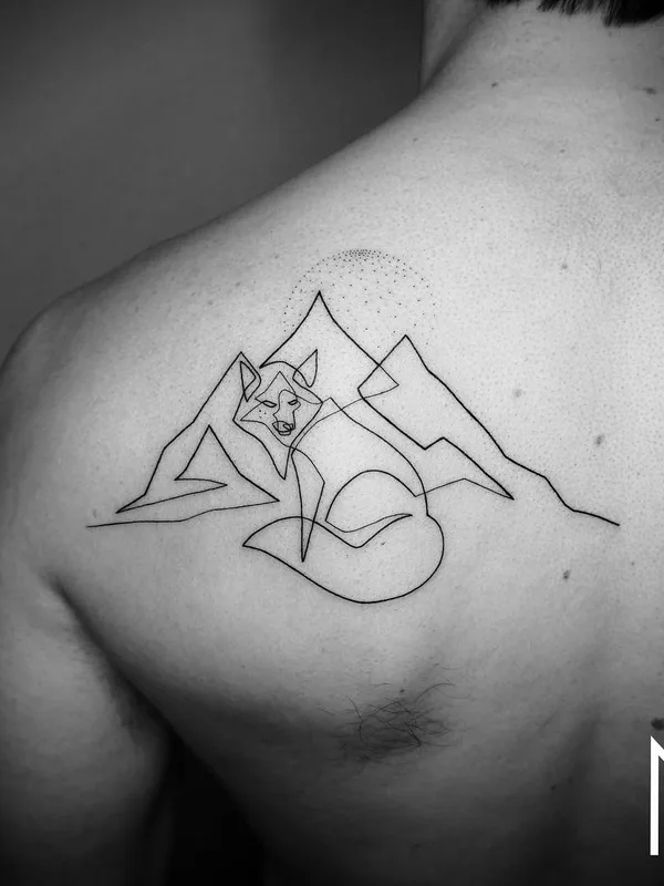 black linework татуировка на shoulder blade #30769 | Тату мастер Mo Ganji