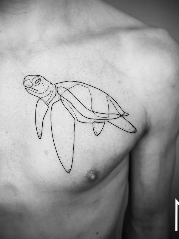 male black and grey linework татуировка на chest #30768 | Тату мастер Mo Ganji
