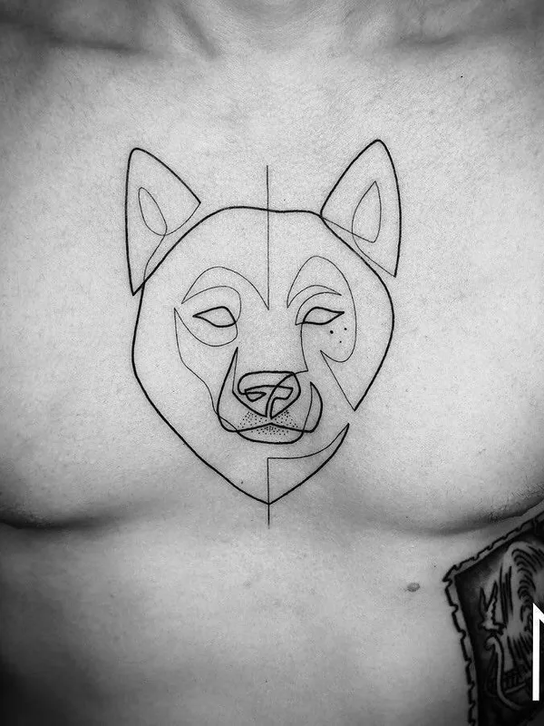male black linework татуировка на chest #30767 | Тату мастер Mo Ganji