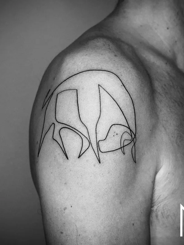 male black linework татуировка на shoulder #30778 | Тату мастер Mo Ganji