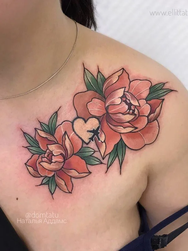 female color illustrative татуировка на collarbone #30779 | Тату мастер Наталья Аддамс