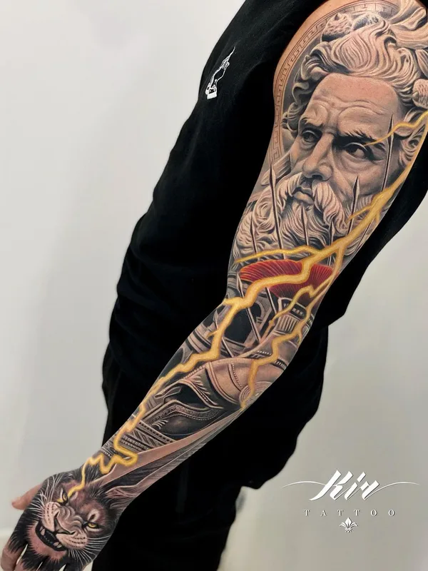 black and grey realism Tatuagem em full sleeve #55149 | Tatuador kir_tattoo
