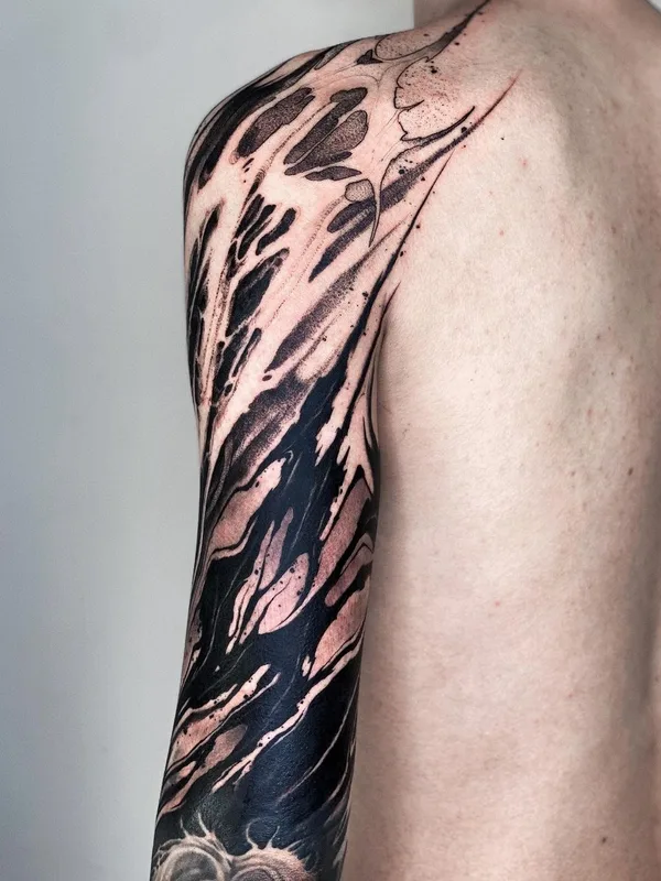 black blackwork 纹身 在 full sleeve #55166 | 纹身师 daaamnj