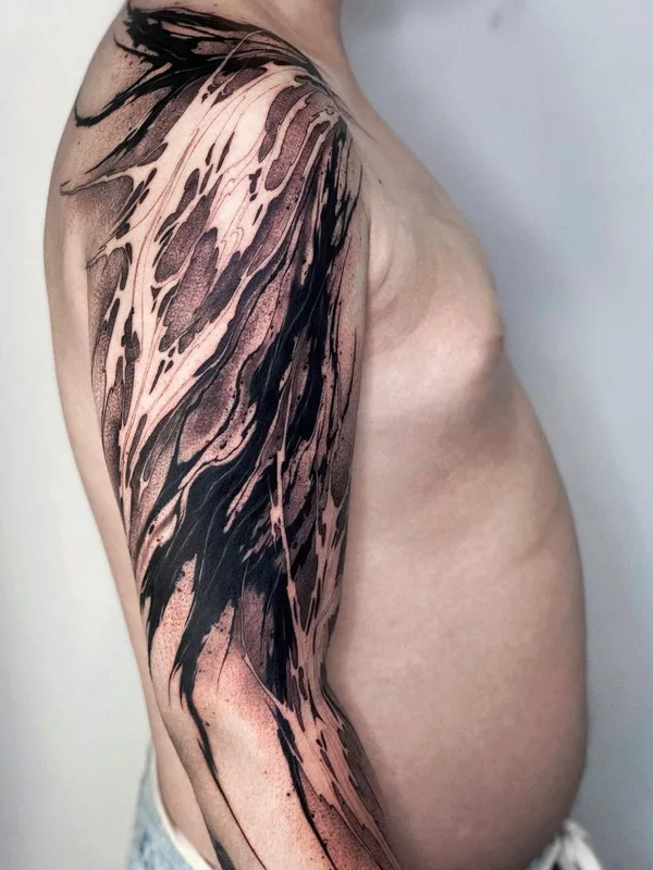male black and grey abstract 纹身 在 full sleeve #55164 | 纹身师 daaamnj