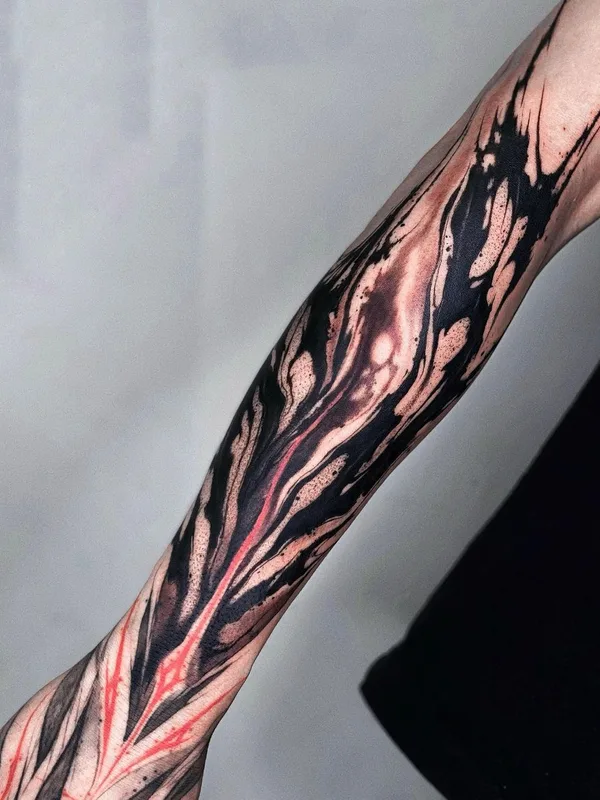 black and grey abstract 纹身 在 forearm #55167 | 纹身师 daaamnj