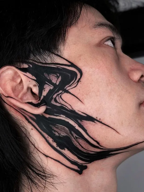 male black abstract 纹身 在 face #55165 | 纹身师 daaamnj