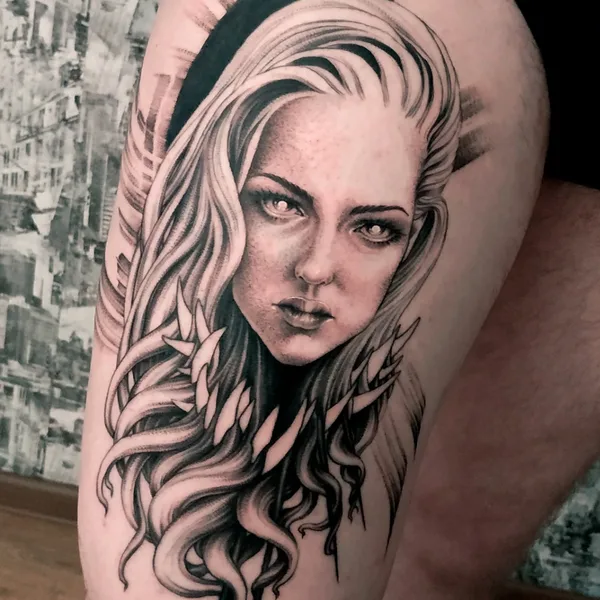 Graphic tattoo by Oleg Tort in Сочи