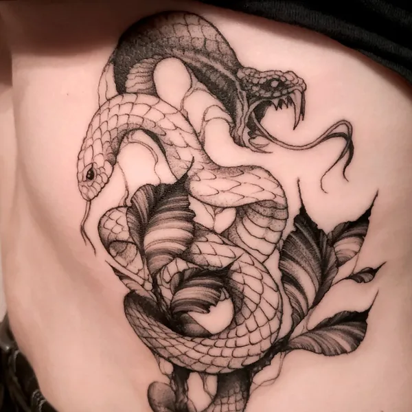 Graphic tattoo by Oleg Tort in Сочи