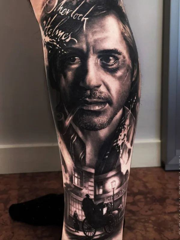 black and grey realism Tatuagem em calf #40700 | Tatuador Giovanni Speranza
