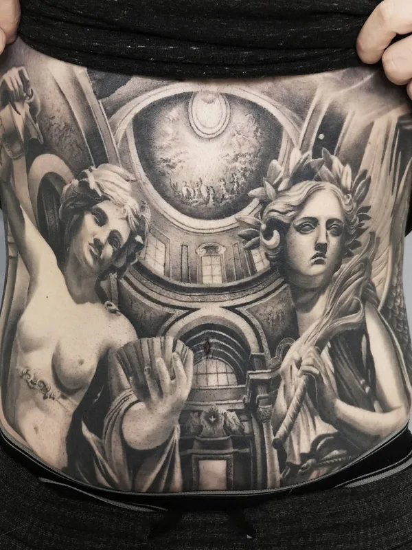 black and grey realism Tatuagem em stomach #40699 | Tatuador Giovanni Speranza