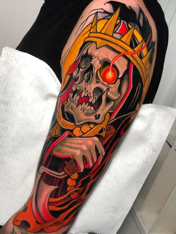 color neo traditional tattoo auf full sleeve #40718 | Tätowierer Dilan Pineda