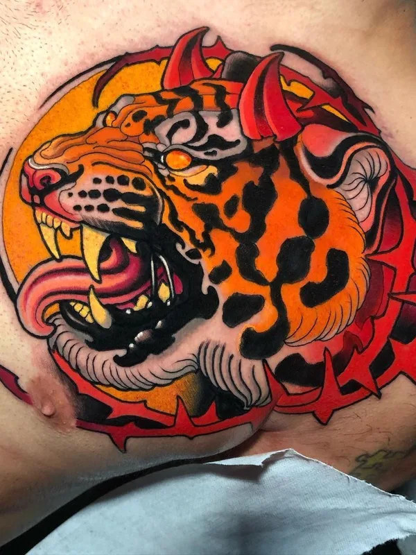 color neo traditional tattoo auf stomach #40714 | Tätowierer Dilan Pineda