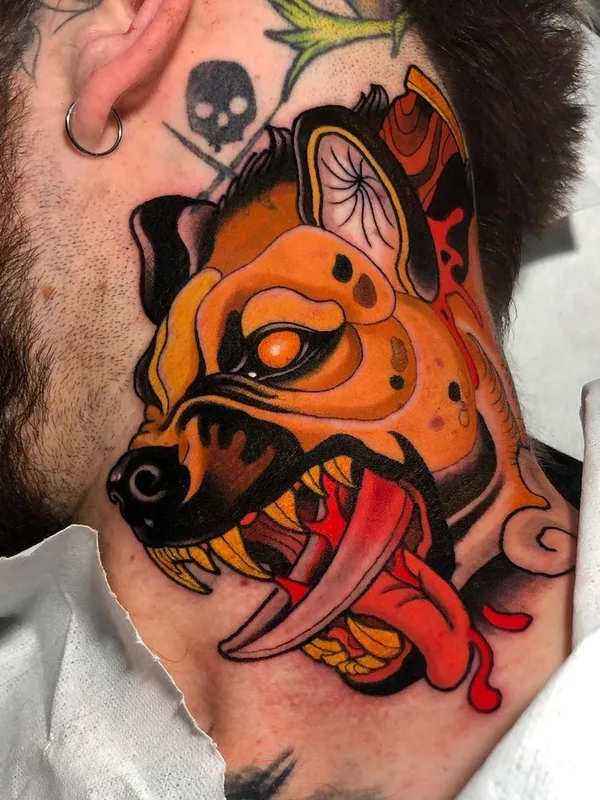 male color neo traditional tattoo auf neck #40712 | Tätowierer Dilan Pineda