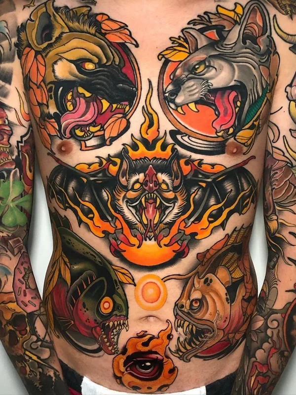 male color neo traditional tattoo auf chest #40716 | Tätowierer Dilan Pineda