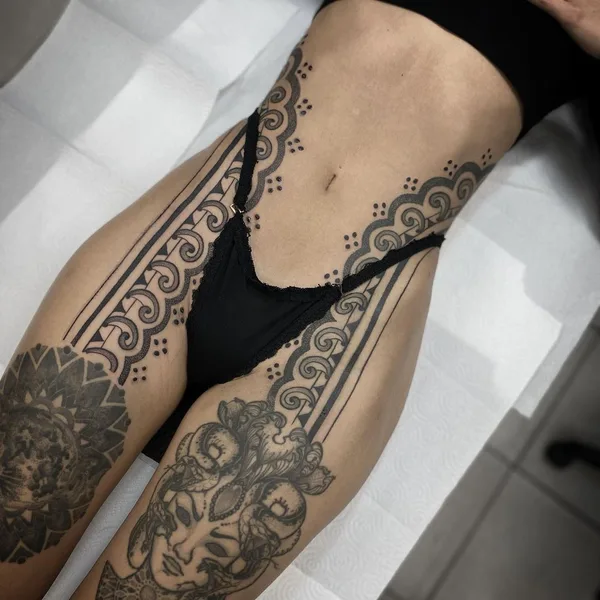 Ornamental tattoo by Israel Paketh in Buenos Aires