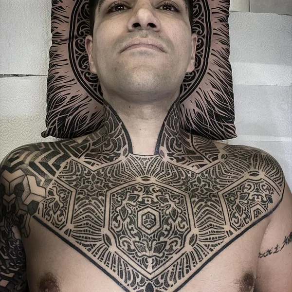 Ornamental tattoo by Israel Paketh in Buenos Aires