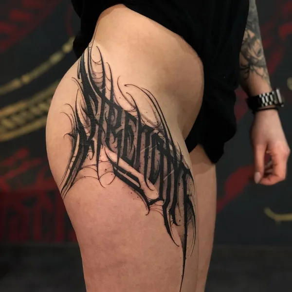 Lettering tattoo by Paul Soul in Gdańsk