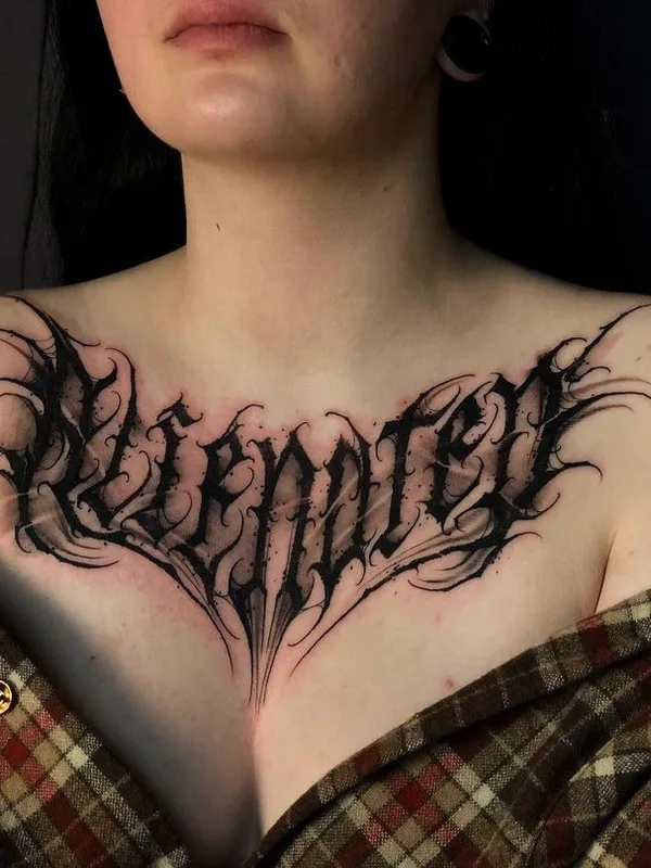 Lettering tattoo by Paul Soul in Gdańsk