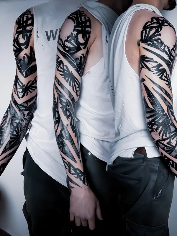 male black lettering татуировка на sleeve #55693 | Тату мастер Игорь Климин