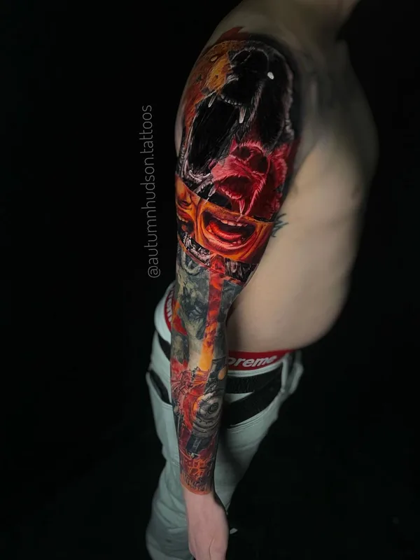 male color realism tattoo on full sleeve #55713 | Tattoo Artist Autumn Hudson