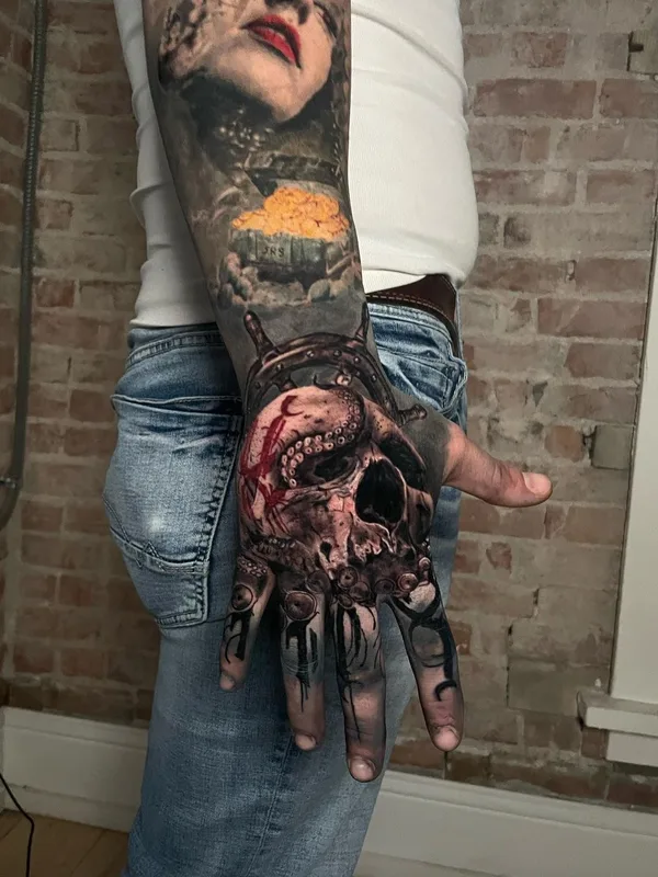 black and grey realism tattoo on hand #55718 | Tattoo Artist Autumn Hudson
