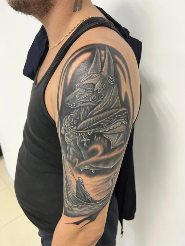 male black and grey realism Tatuaggio su full sleeve #71517 | Tatuatore Дмитрий Бутченко