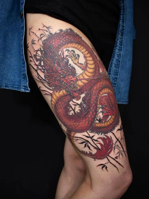 color japanese Tatuaggio su thigh #71519 | Tatuatore Дмитрий Бутченко