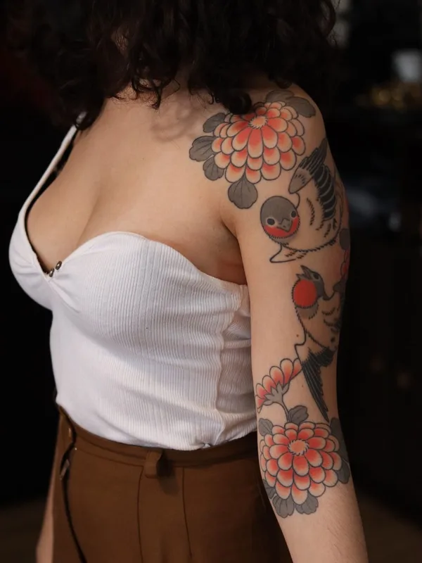 female color japanese tattoo on full sleeve #41523 | Tattoo Artist Thomas Piñeiro