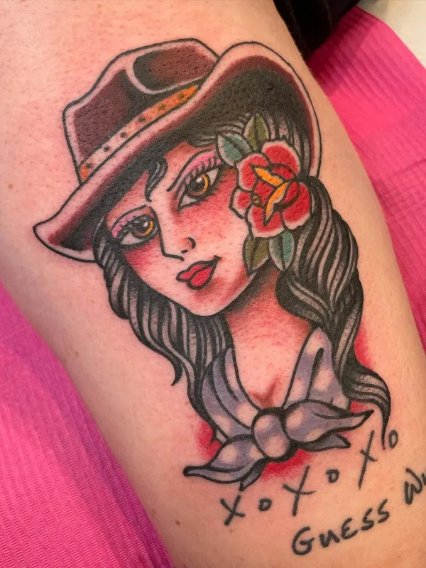 female color traditional Tatuaggio su thigh #57523 | Tatuatore Ashley B McMullen