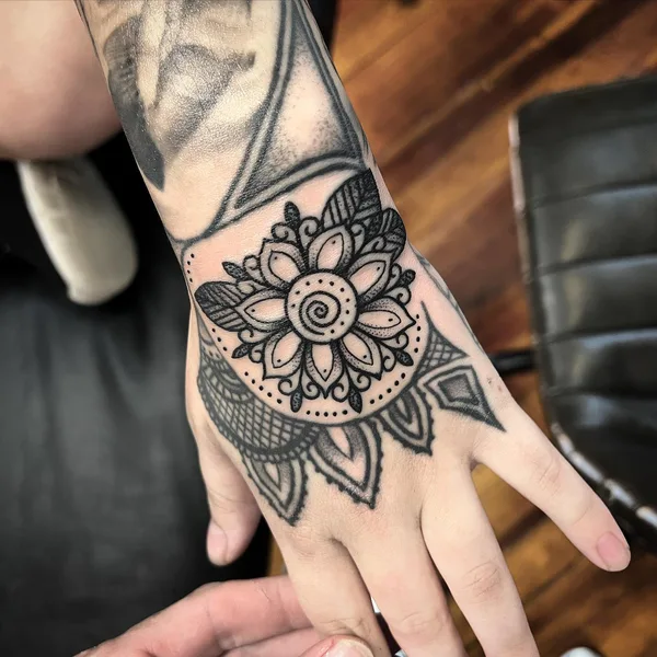 Graphic tattoo by Brad Grimes in Charleston