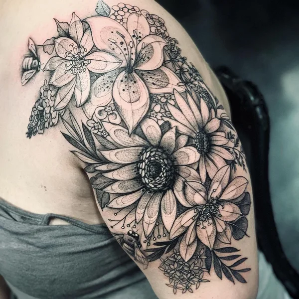 Graphic tattoo by Brad Grimes in Charleston