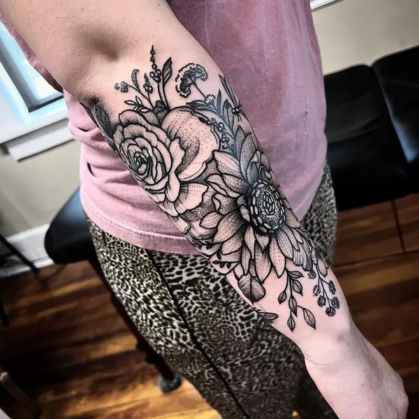 Graphic tattoo by Brad Grimes in Charleston