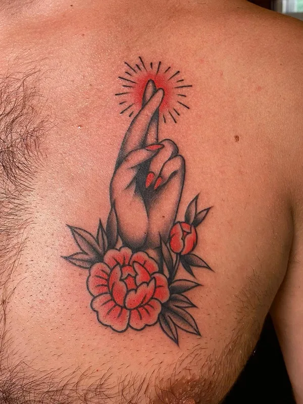 male color neo traditional Tatuagem em chest #57546 | Tatuador Amber Elise