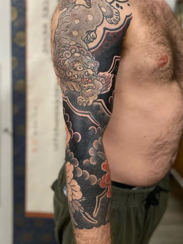 male black and grey japanese Tatuaggio su full sleeve #57549 | Tatuatore Jason Eisenberg