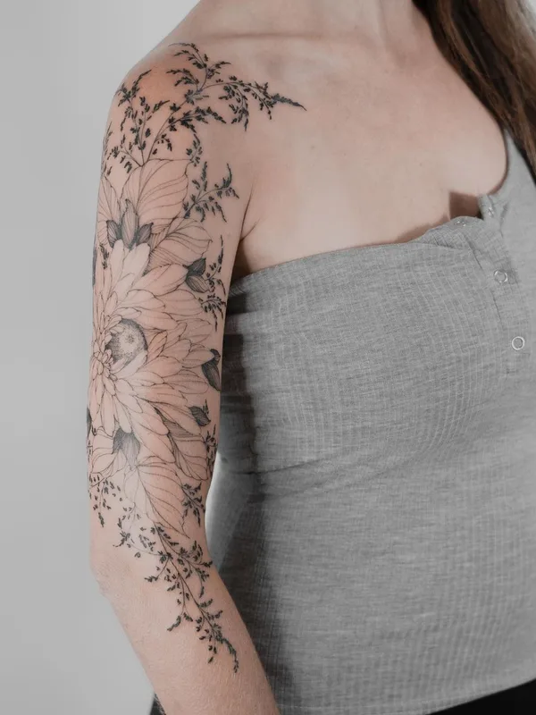 female black botanic Tatuagem em full sleeve #57571 | Tatuador Mr Marek