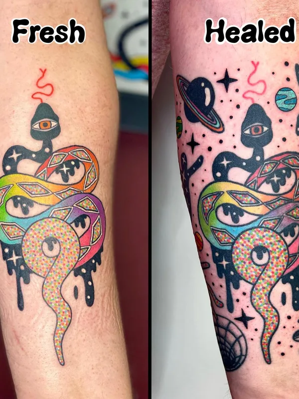 color illustrative tatouage sur forearm #57588 | Artiste tatoueur Deryk Webb