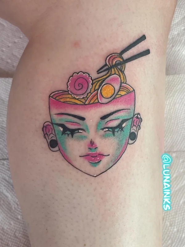 female color illustrative Tatuagem em calf #57602 | Tatuador Luna Snow
