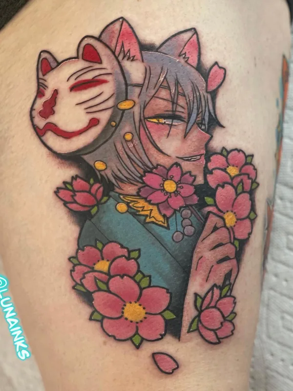 color anime Tatuagem em thigh #57601 | Tatuador Luna Snow