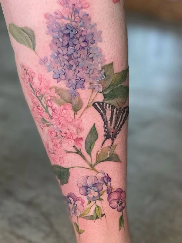 female color botanic Tatuagem em leg #57610 | Tatuador So Yeon Kim