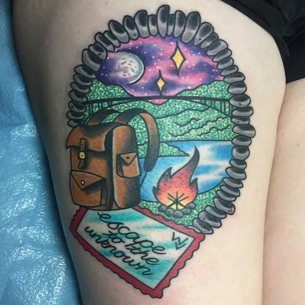 Illustrative tattoo by Paul Kirk in Marmet