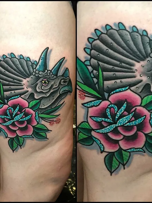 color neo traditional tattoo auf thigh #57623 | Tätowierer Paul Kirk