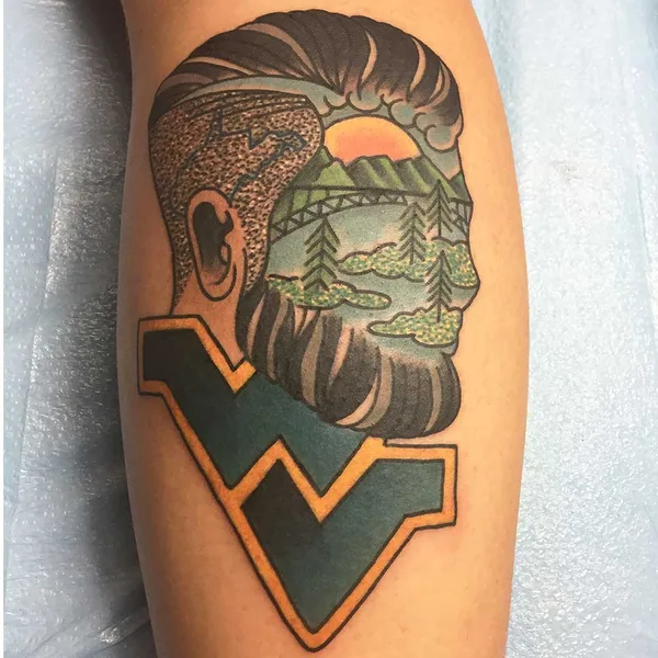Illustrative tattoo by Paul Kirk in Marmet