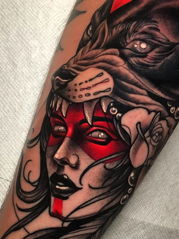 female color neo traditional tatouage sur forearm #32330 | Artiste tatoueur Jeff Saunders