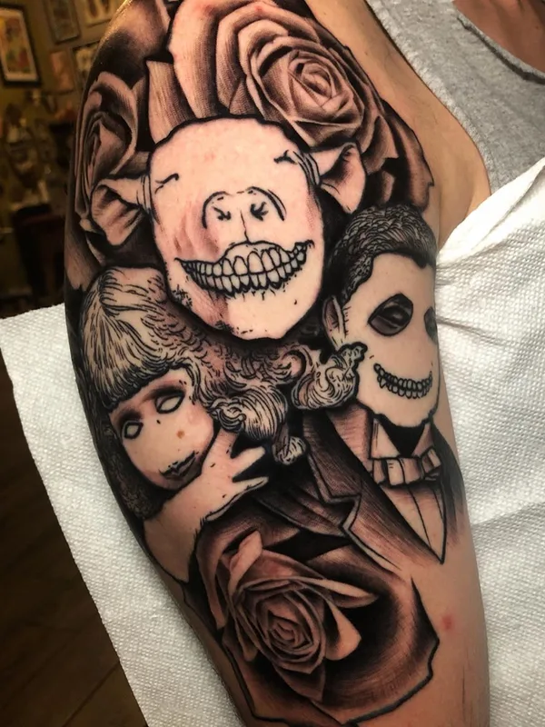black and grey black and grey tatouage sur full sleeve #32339 | Artiste tatoueur Jeff Saunders